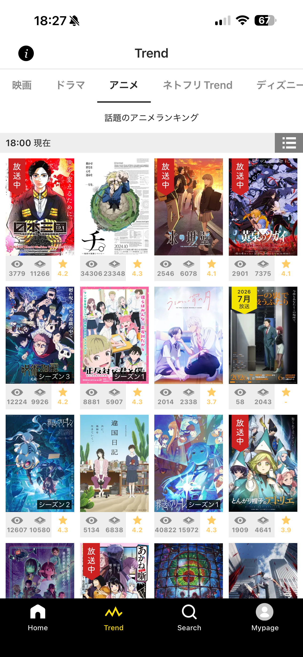 Filmarks iOS 未ログインホーム画面 trend-アニメ.PNG